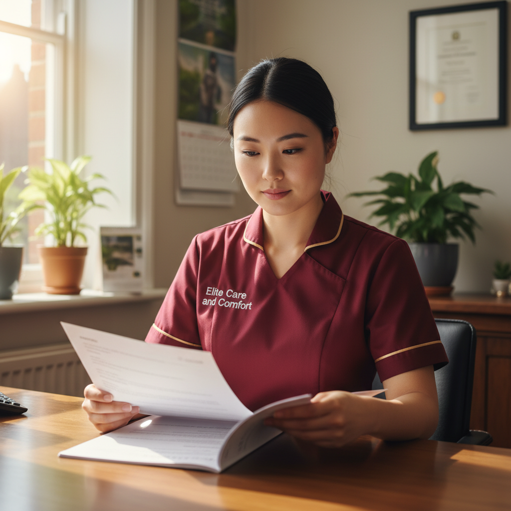 Elite Care and Comfort team member reviewing care standards as a CQC registered provider